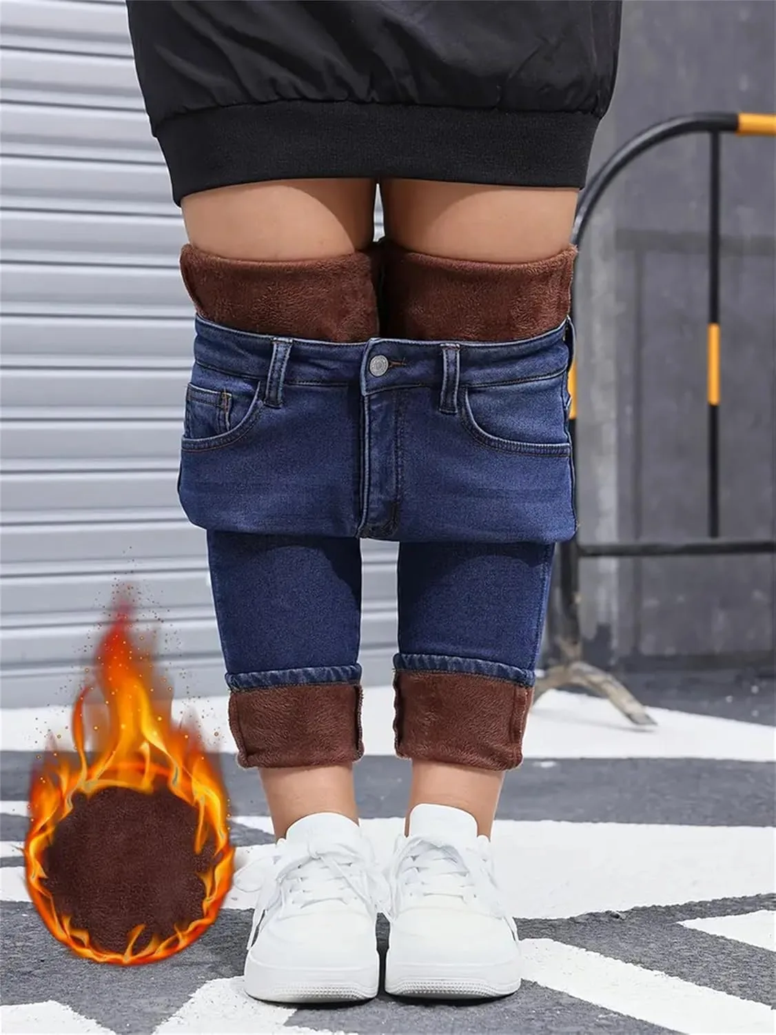 Утепленные джинсы женские slim fit с высоким поясом — фото 2