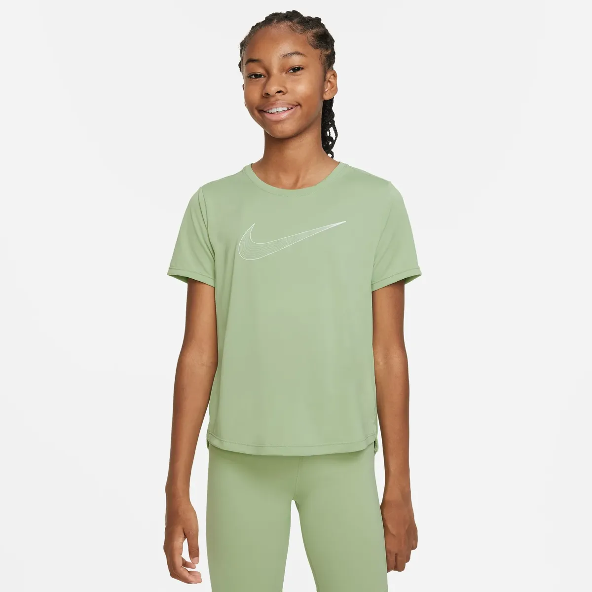 

Тренировочная рубашка Nike "DRI-FIT ONE BIG KIDS' (GIRLS') SHORT-SLEEVE TRAINING TOP", белый