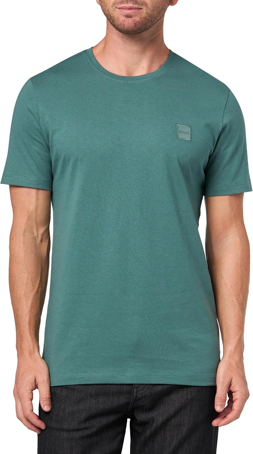 

Мужская футболка BOSS с тональной тканой нашивкой-логотипом, Silver Pine, Серебристый, Мужская футболка BOSS с тональной тканой нашивкой-логотипом, Silver Pine
