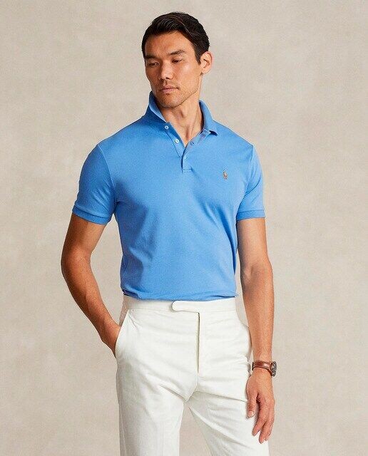 

Мужская рубашка-поло стандартного кроя из хлопка Polo Ralph Lauren, светло-синий