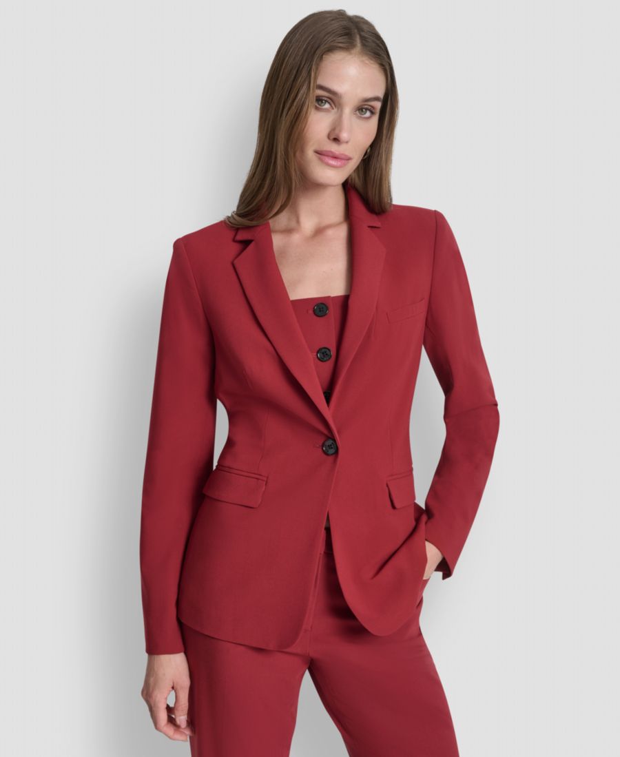 

Женская куртка с подплечниками и одной пуговицей DKNY, Merlot