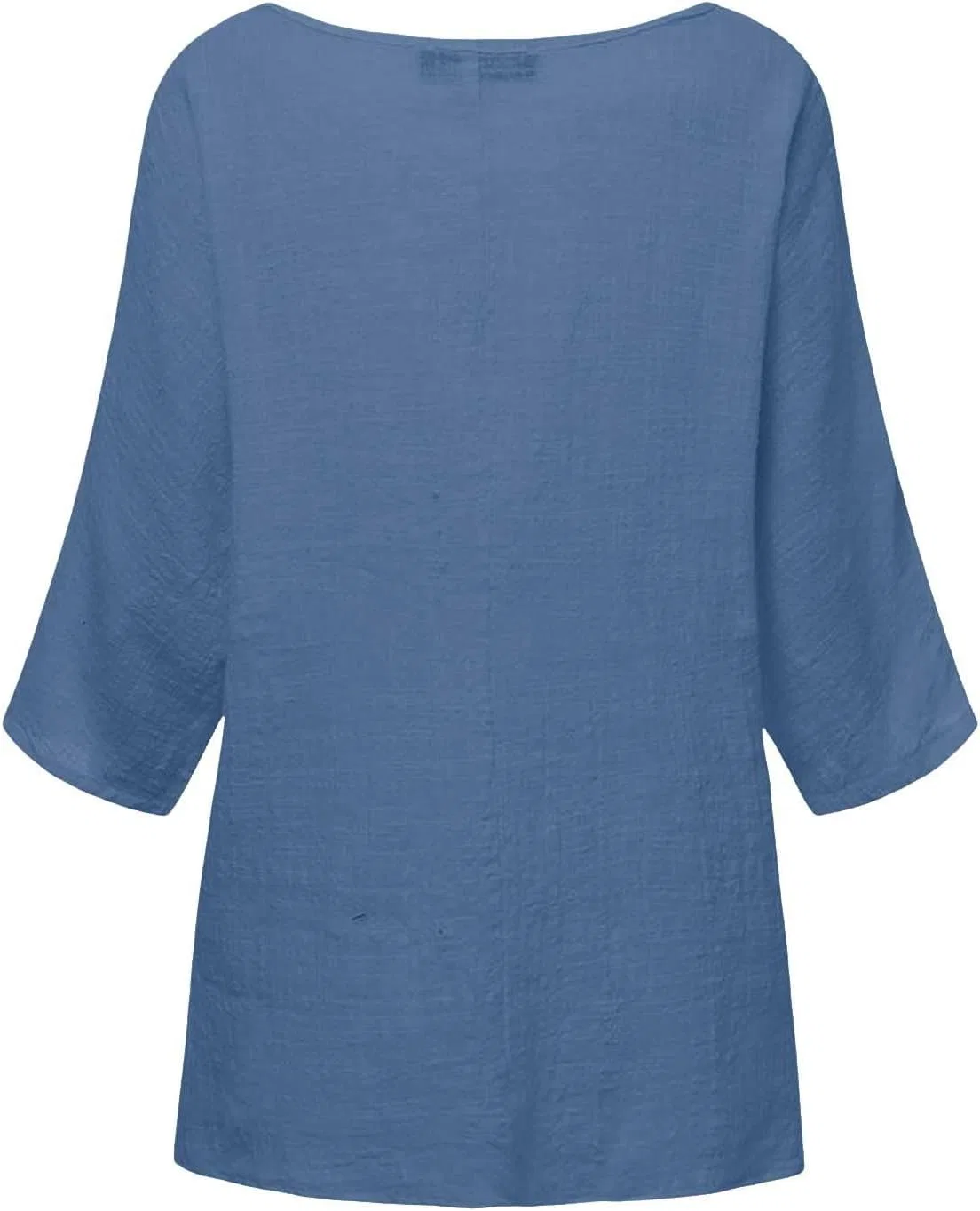 Футболка женская из хлопка и льна Relaxed Fit, синий — фото 3
