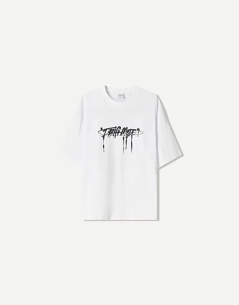 

Футболка Bershka с коротким рукавом и принтом белого цвета