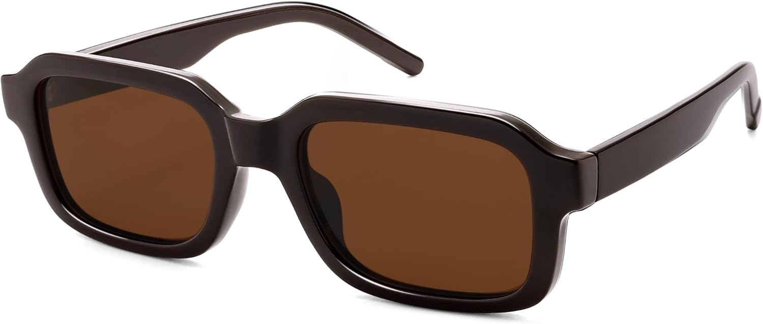 

Поляризованные модные ретро-солнцезащитные очки прямоугольной формы для женщин и мужчин, классические винтажные солнцезащитные очки 90-х годов AR82375 HERJOUR, Deep Brown/Brown