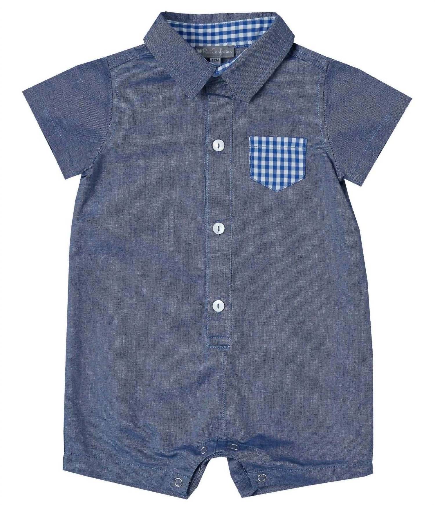 

Комбинезон для мальчиков с карманами из шамбре Petit Confection, цвет chambray