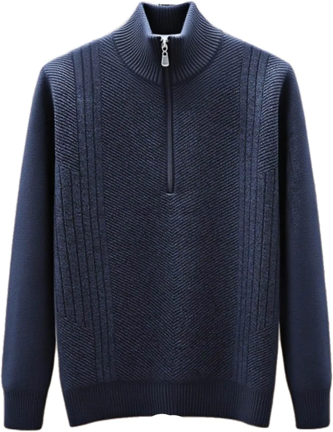 

Мужской полузастегивающийся свитер с воротником стойкой, утепленный флисом Cambkatl