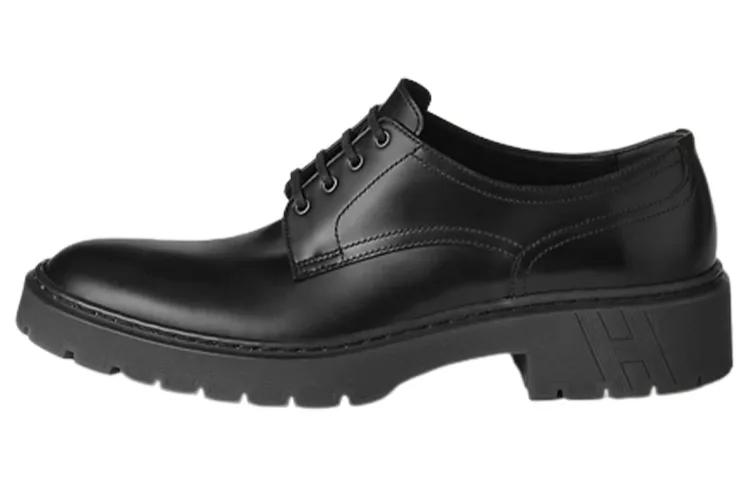 HERMES Кожаные мужские повседневные туфли Men's Black