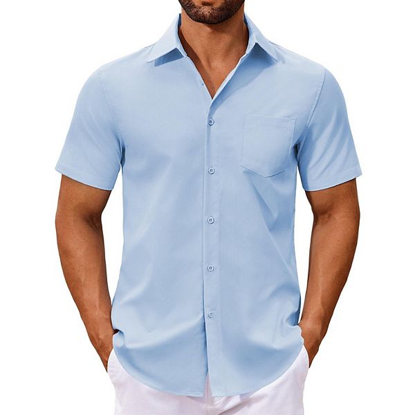 

Мужская рубашка с коротким рукавом regular fit Coofandy, Light Blue
