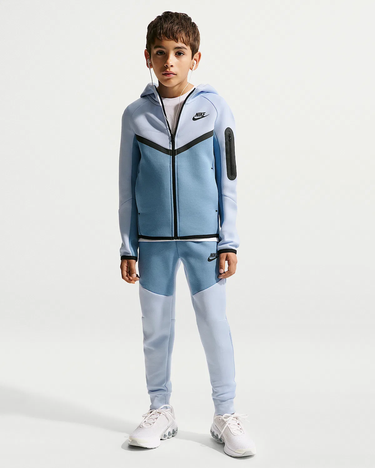 Детская худи Nike Sportswear Tech Fleece на молнии, Hydrogen Blue/Work Blue/Black/Black — фото 4