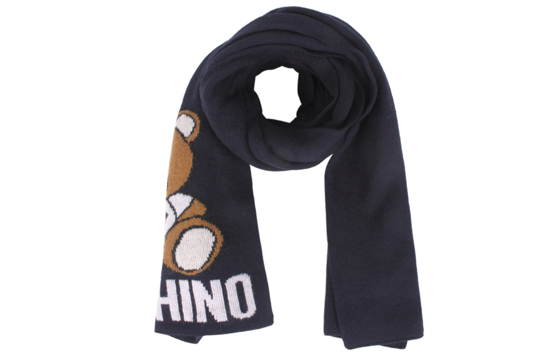

MOSCHINO Вязаный шарф унисекс темно-синий, Navy Blue