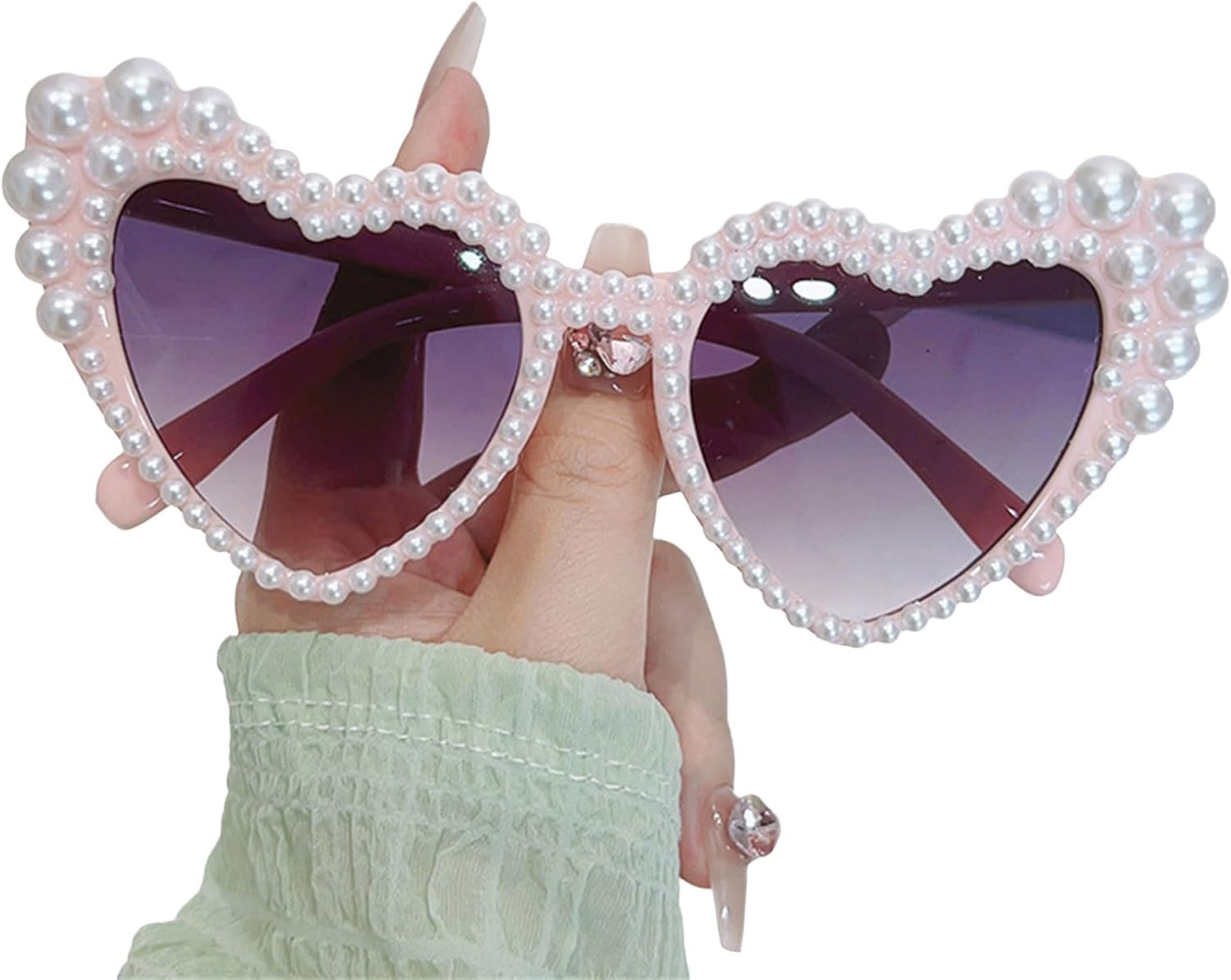 

Уникальные солнцезащитные очки в форме сердца. Солнцезащитные очки в форме сердца для девичника, украшения вечеринки, защита от УФ-излучения UV400, белая оправа, серые LOXGO, Gray