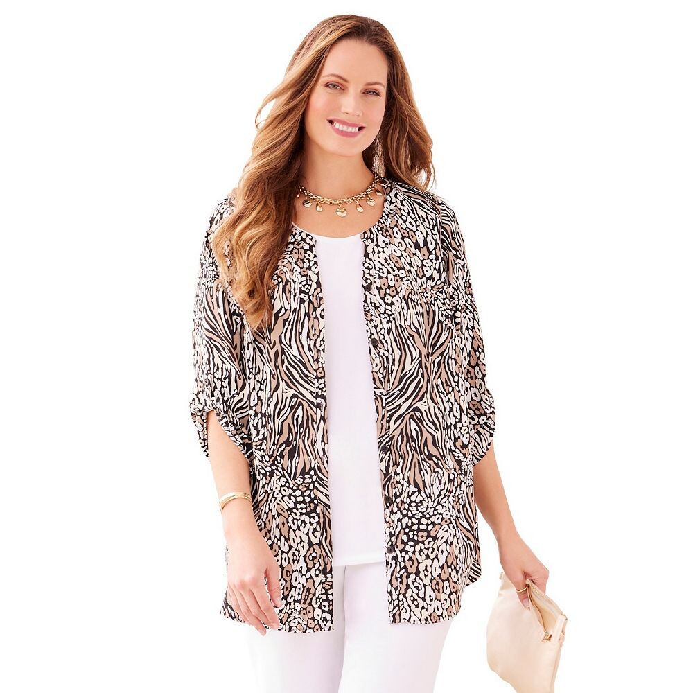 

Женская блузка размера плюс Breezeway из жоржетаCatherines, цвет Animal Print