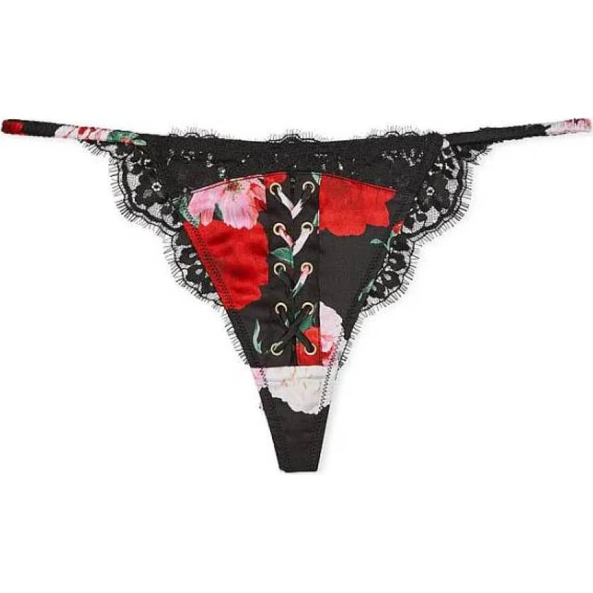 Victoria's Secret 24 Big Show Collection VERY SEXY трусики женские 1 шт черные с цветочным принтом