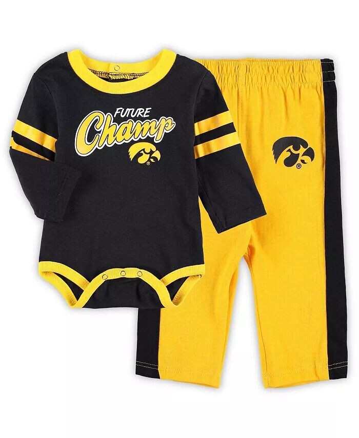 

Комплект из боди с длинными рукавами и спортивных штанов Iowa Hawkeyes Little Kicker для новорожденных и младенцев, мальчиков и девочек, черного и золотого цвета Outerstuff