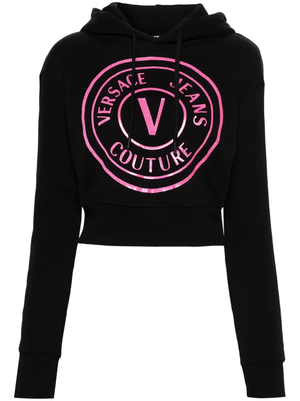 

Укороченное худи с логотипом Versace Jeans Couture, черный