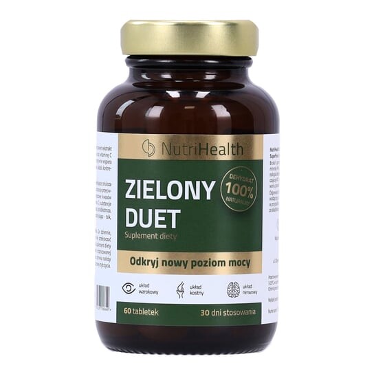 

Nutrihealth, Zielony Duet, 100% натуральная Добавка , 60 капсул. NutriTab Elite