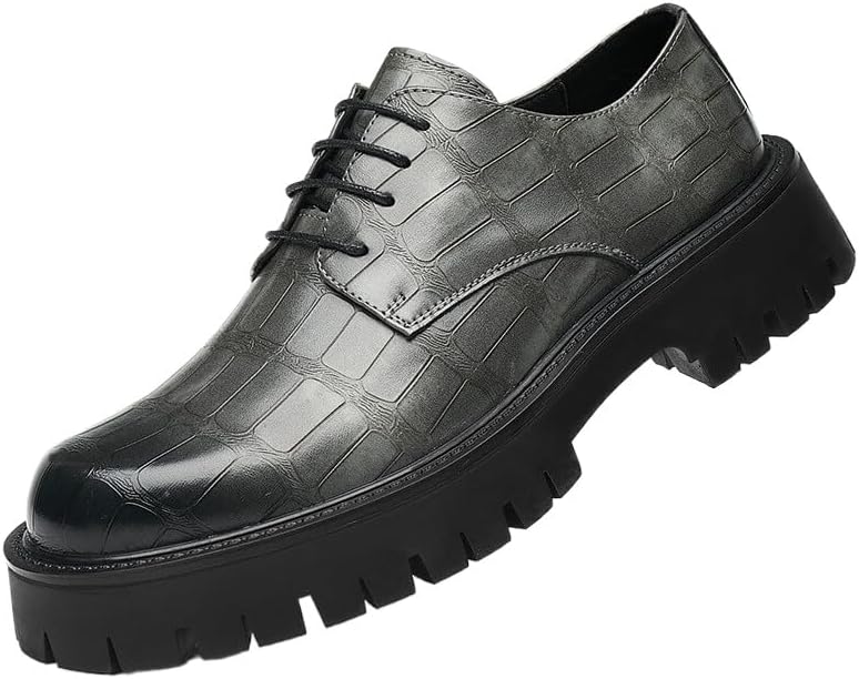 

Мужские туфли на платформе из искусственной кожи с шнуровкой для повседневного и делового стиля Waolsu, серый