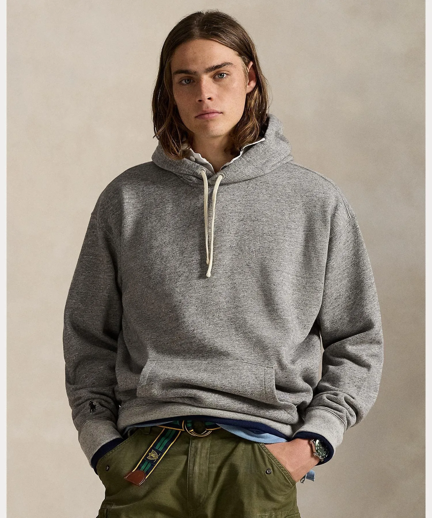 Толстовка с капюшоном из флиса большого размера Polo Ralph Lauren, 020 Gray