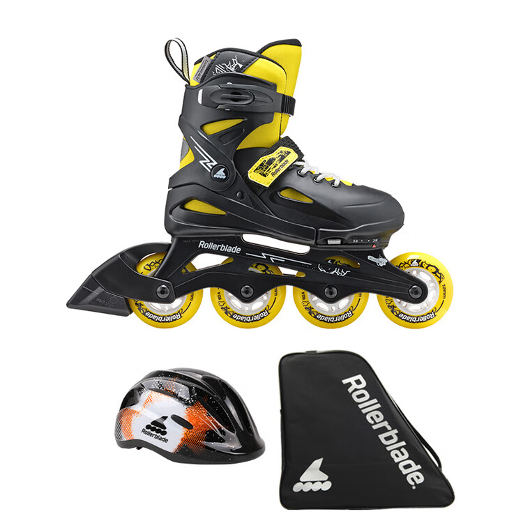 

RollerBlade Детские роликовые коньки Fury, раздвижные, для девочек и мальчиков, черно-желтые, размер M (33-38 см)