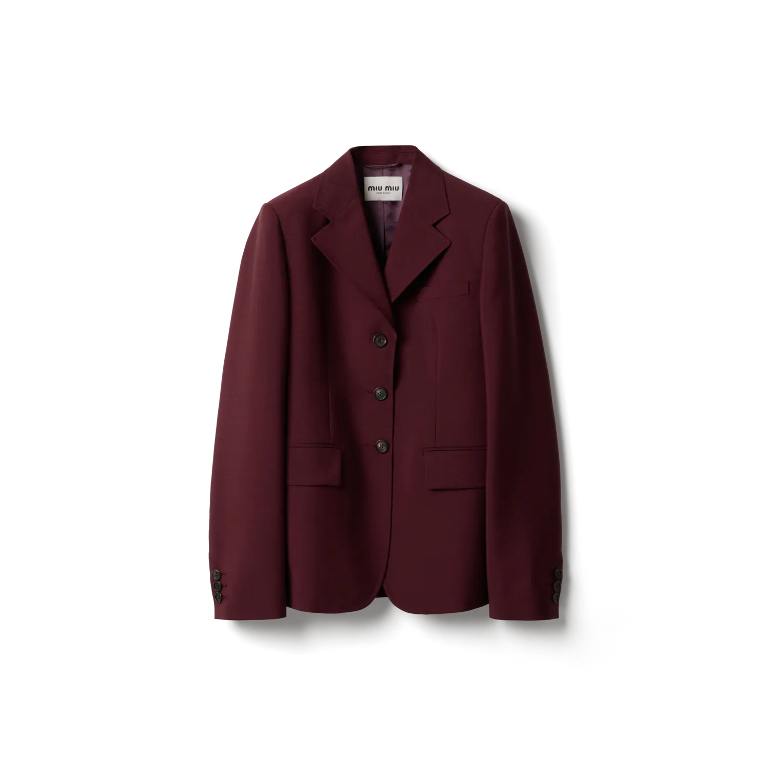 

Однобортный жакет из мохера козленка MIU MIU, красный амарант/кукурузный желтый