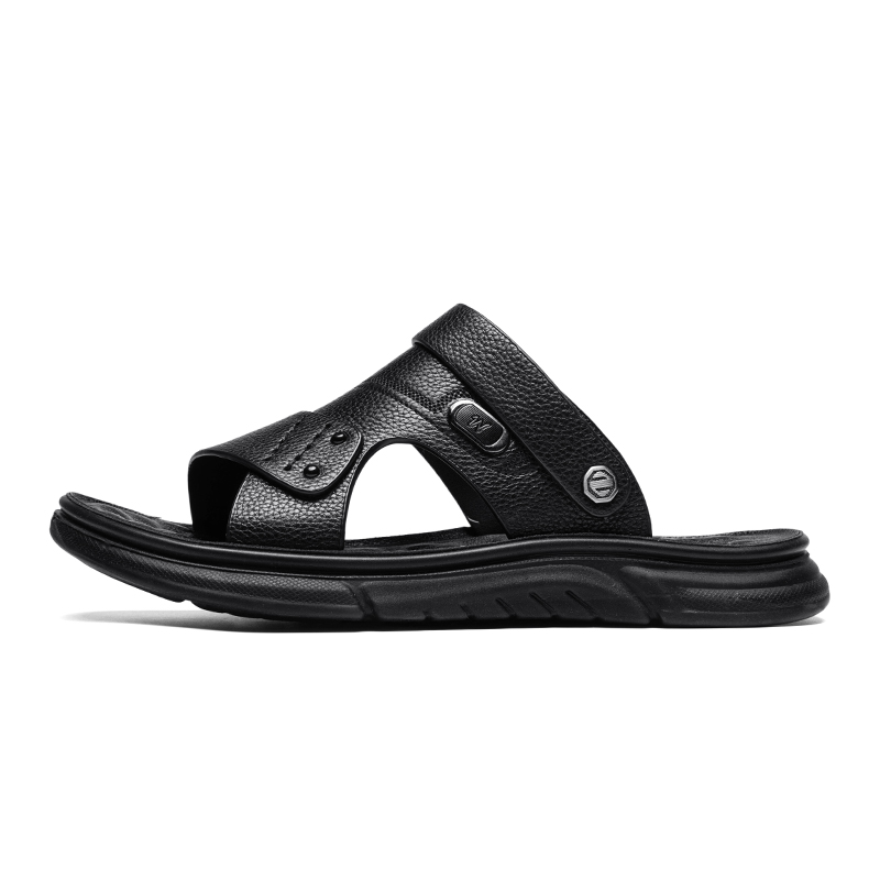 CALIFBULL Мужские пляжные сандалии Black/Brown коричневые, цвет Brown[Leather Shoe Size: Size 40 in This Model = Athletic Shoes 41] — фото 2