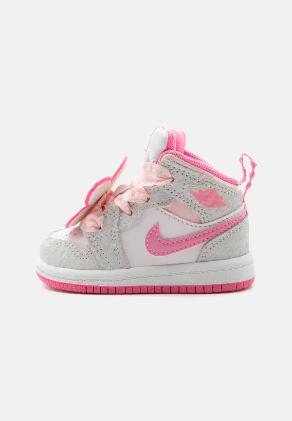 Кроссовки высокие Jordan 1 Mid SE, цвет серый/розовое свечение/жемчужно-розовый/розовое цветение/светлая аква/гипер-оранж — фото 2