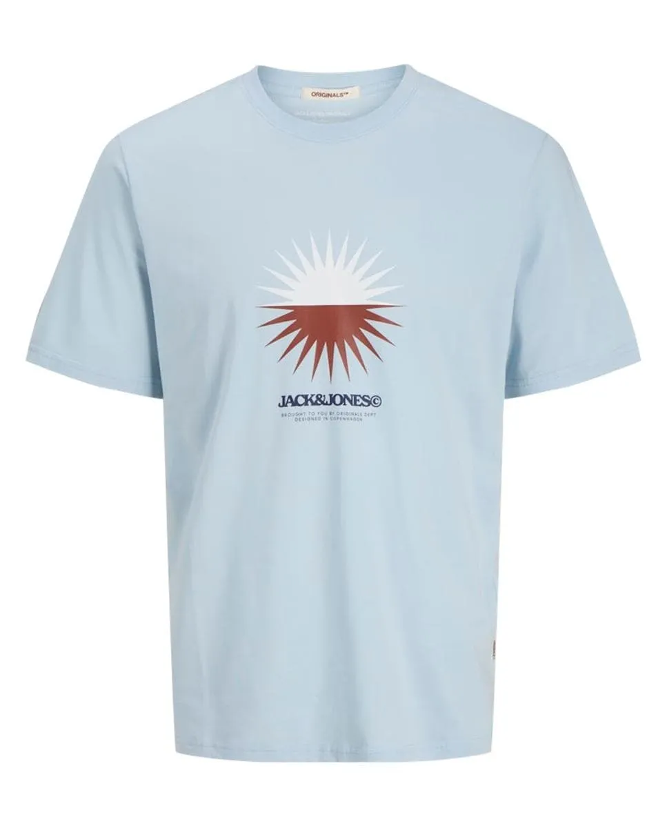 

Детская футболка с коротким рукавом и принтом спереди Jack & Jones, светло-голубой
