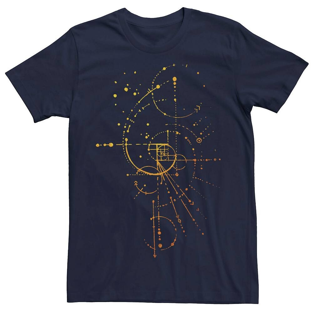 

Мужская блестящая футболка с рисунком Golden Ratio Licensed Character, темно-синий