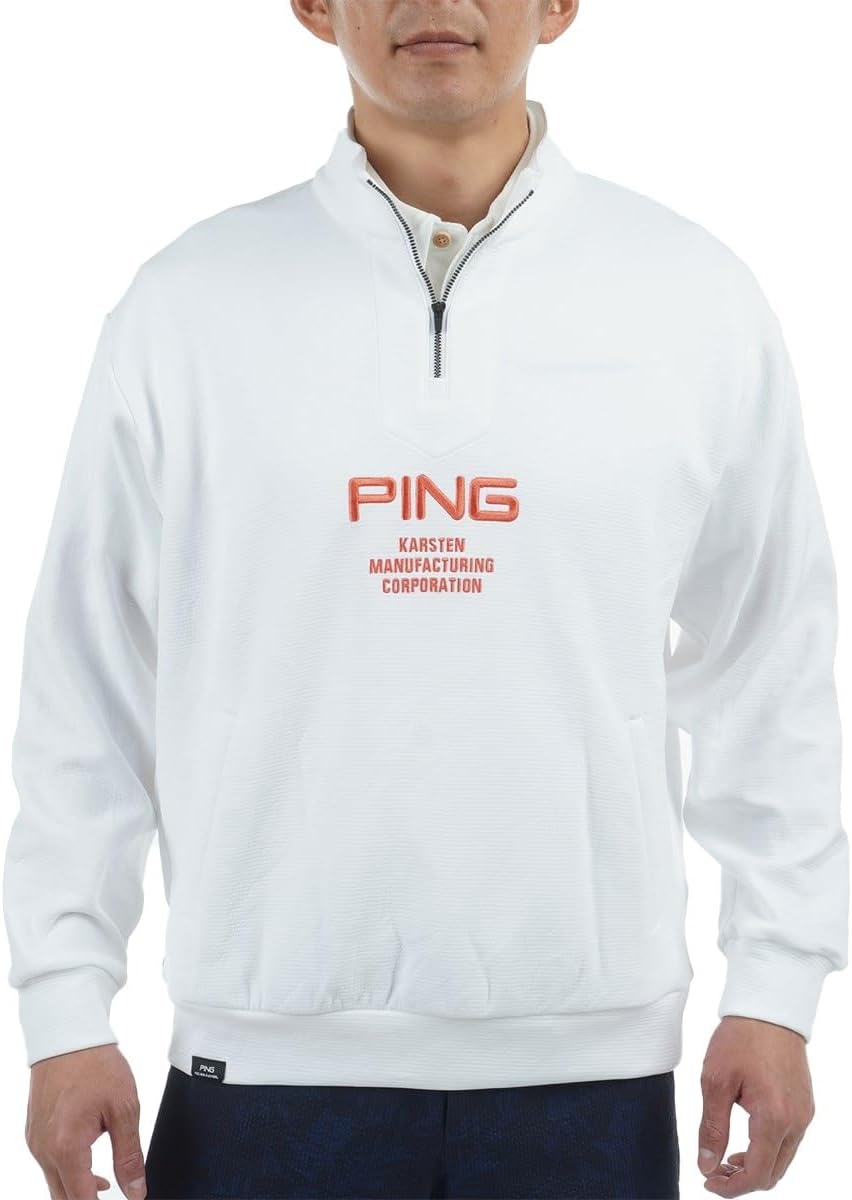

Мужская толстовка с высоким воротником Pin Apparel 621-5162101, на молнии до середины груди, картонная, для игры в гольф Ping, белый