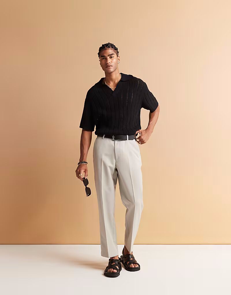 

Укороченные брюки прямого кроя ASOS DESIGN светло-серого цвета