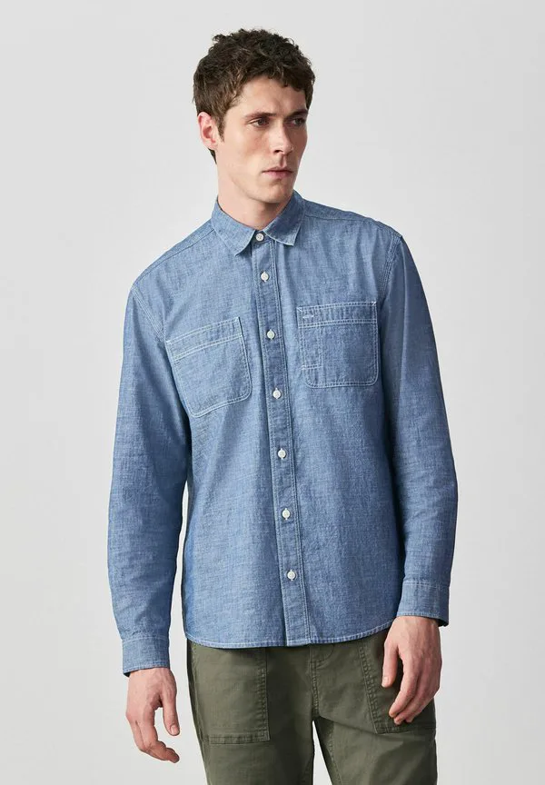 Рубашка с длинным рукавом и карманами стандартного кроя Next, Blue Chambray