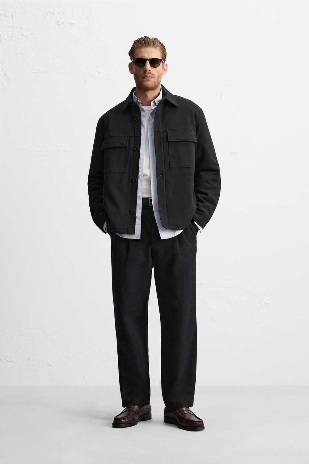

Комфортная утепленная рубашка ZARA, черный