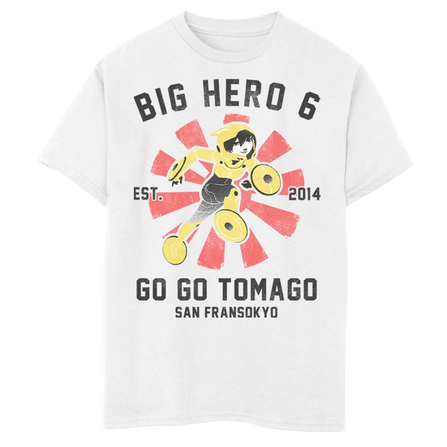 

Футболка с изображением плаката Disney's Big Hero 6 для мальчиков 8–20 лет Go Go Tomago Disney, белый