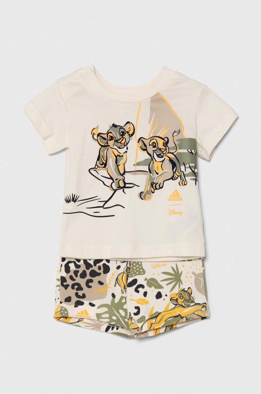 

Хлопковый костюм adidas для новорожденных I DY LK T SET, белый