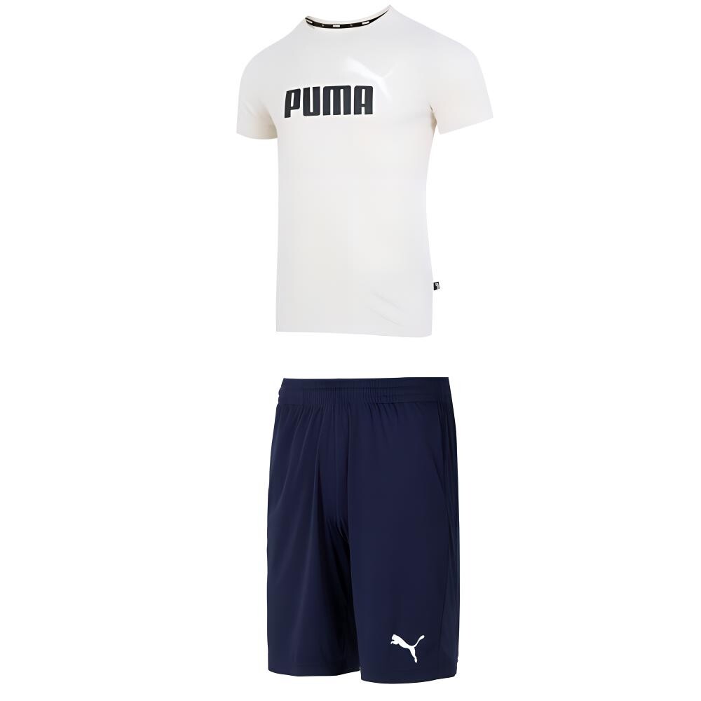 

Повседневная спортивная мужская белая футболка + синие шорты Puma, цвет White T-shirt + blue shorts