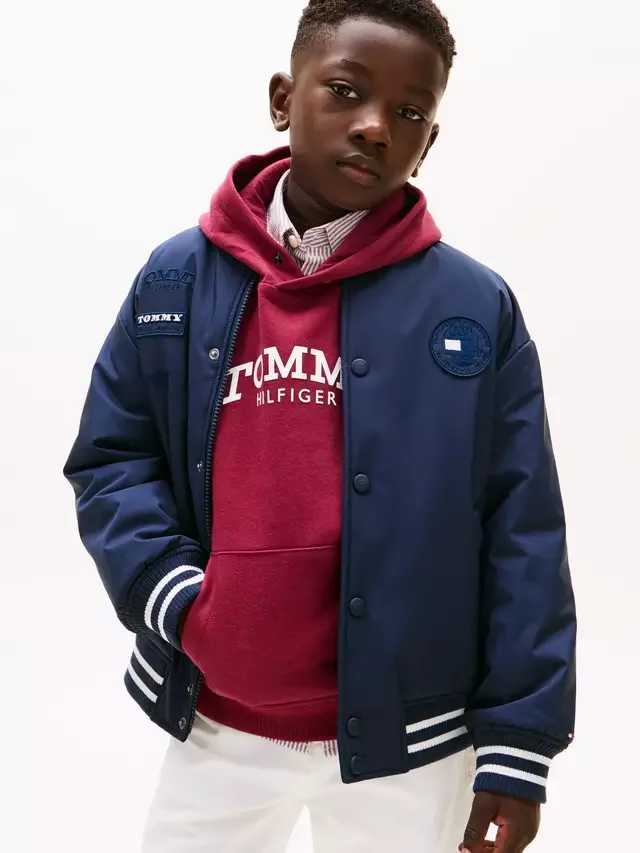 Детская удобная стеганая куртка-бомбер, темно-синий цвет Tommy Hilfiger