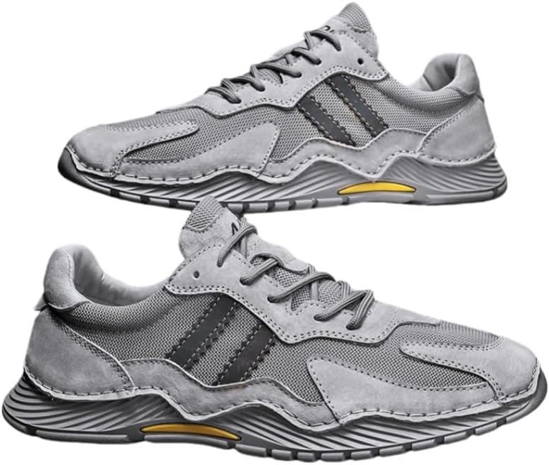 

Мужские стильные повседневные спортивные кроссовки для лета и осени, с удобной и мягкой подошвой, дышащие с сетчатой шнуровкой, подходят для повседневных прогулок и походов Hoalox, серый