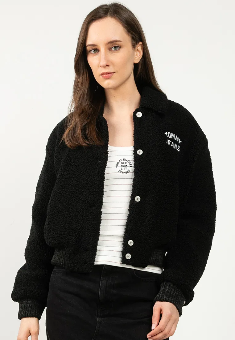 Куртка-бомбер Teddy Varsity, Tommy Jeans Tommy Hilfiger, черный