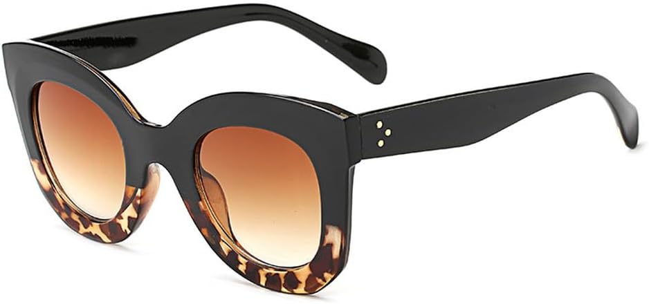 

Крупные солнцезащитные очки «кошачий глаз» с градиентным переходом цвета для женщин, винтажная оправа для походов на природу, модный дизайн, женские очки HYYZZC, Black and Leopard