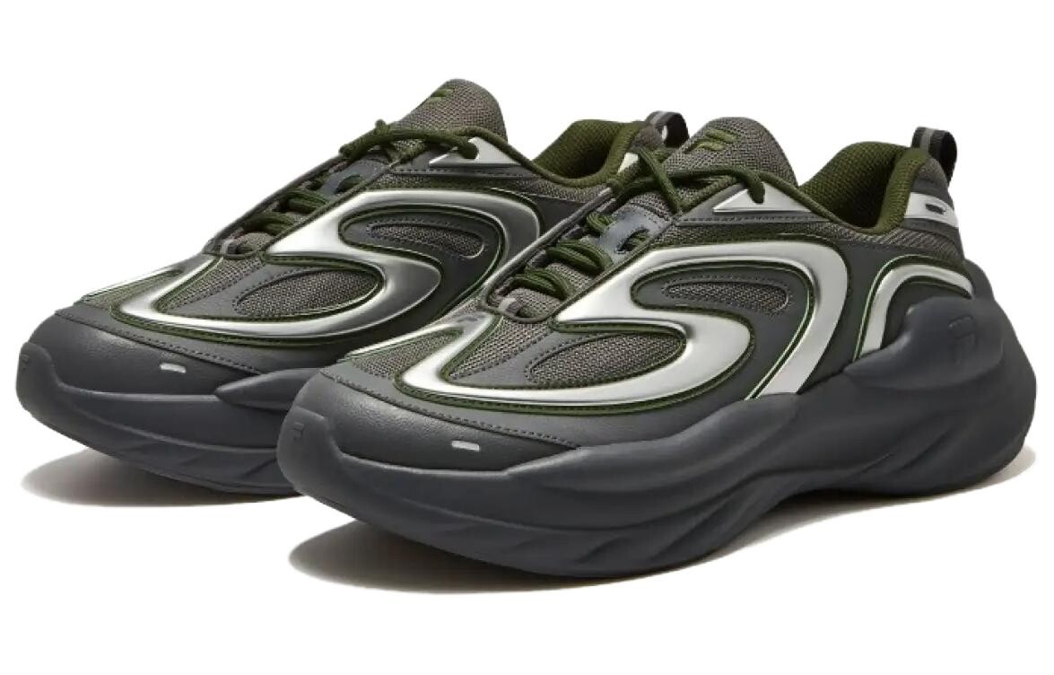 Кроссовки FILA FUSION BUZZARD Meteor Shoes Chunky Sneakers Men Low-top Castle Grey/Silver/Black/Green, серый — фото 3