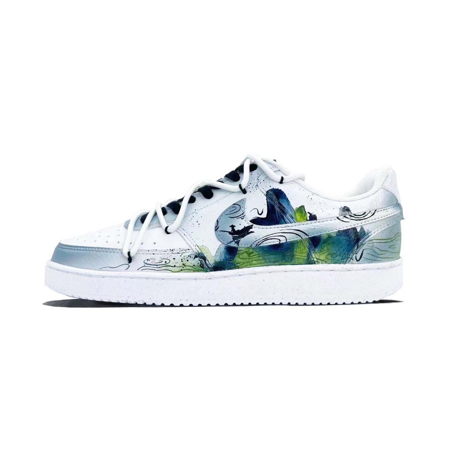

Кроссовки Nike Court Vision 1 Skateboarding Shoes Women's Low-top Black/white/green, цвет Jasper