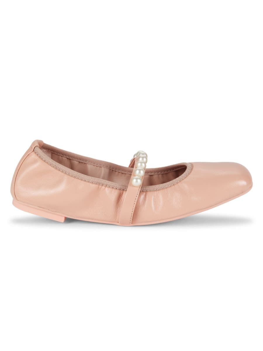 Кожаные балетки Goldie с декором Stuart Weitzman, цвет Poudre Pink
