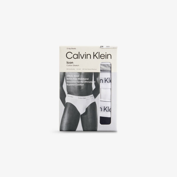 

Трусы-бикини из стрейч-хлопка с логотипом Icon, 3 шт Calvin Klein, белый