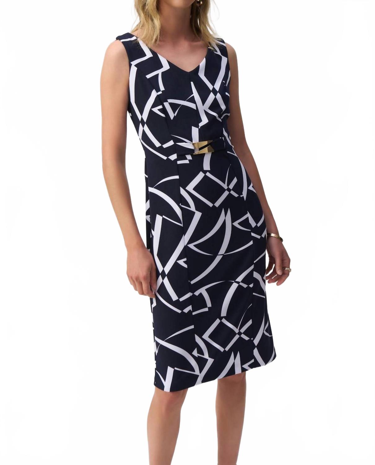 

Полосатое платье без рукавов в цвете "полуночный синий"/ваниль Joseph Ribkoff