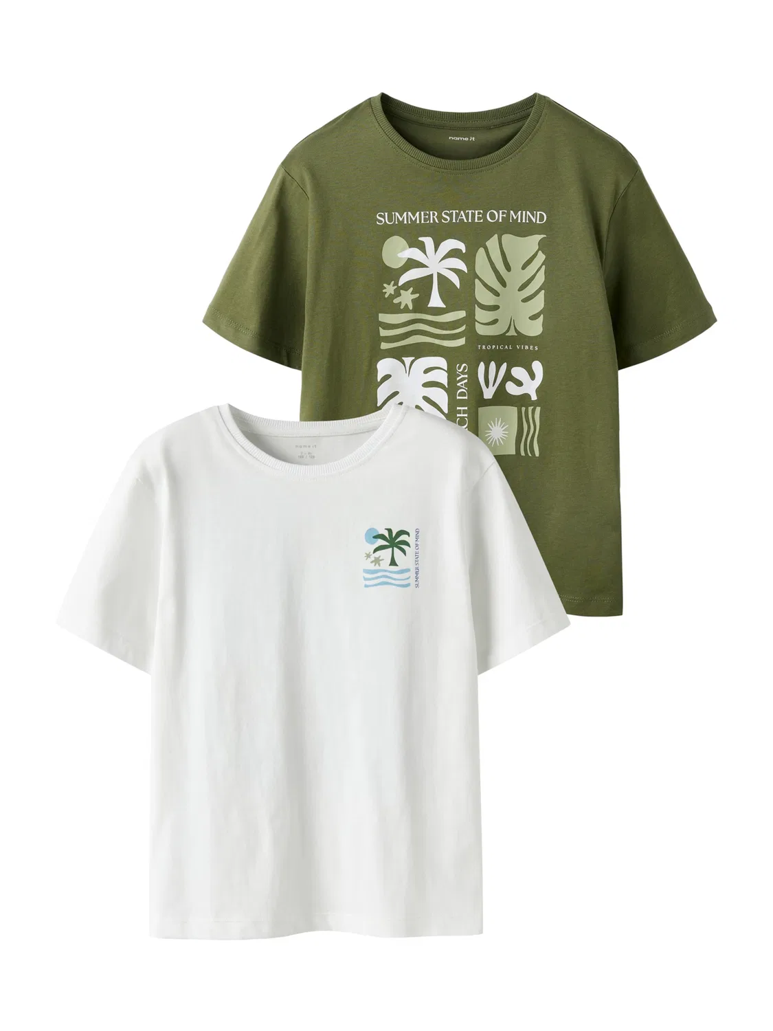 Футболка 'NKMJOEL' Name It, Olive/White