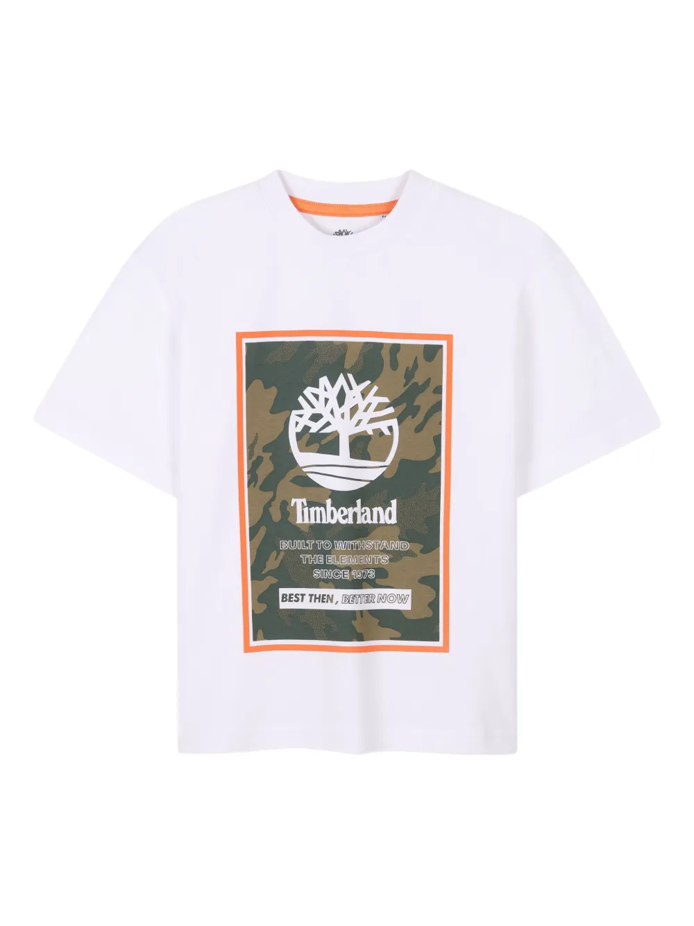 

Футболка с камуфляжным принтом и логотипом Timberland Kids, белый