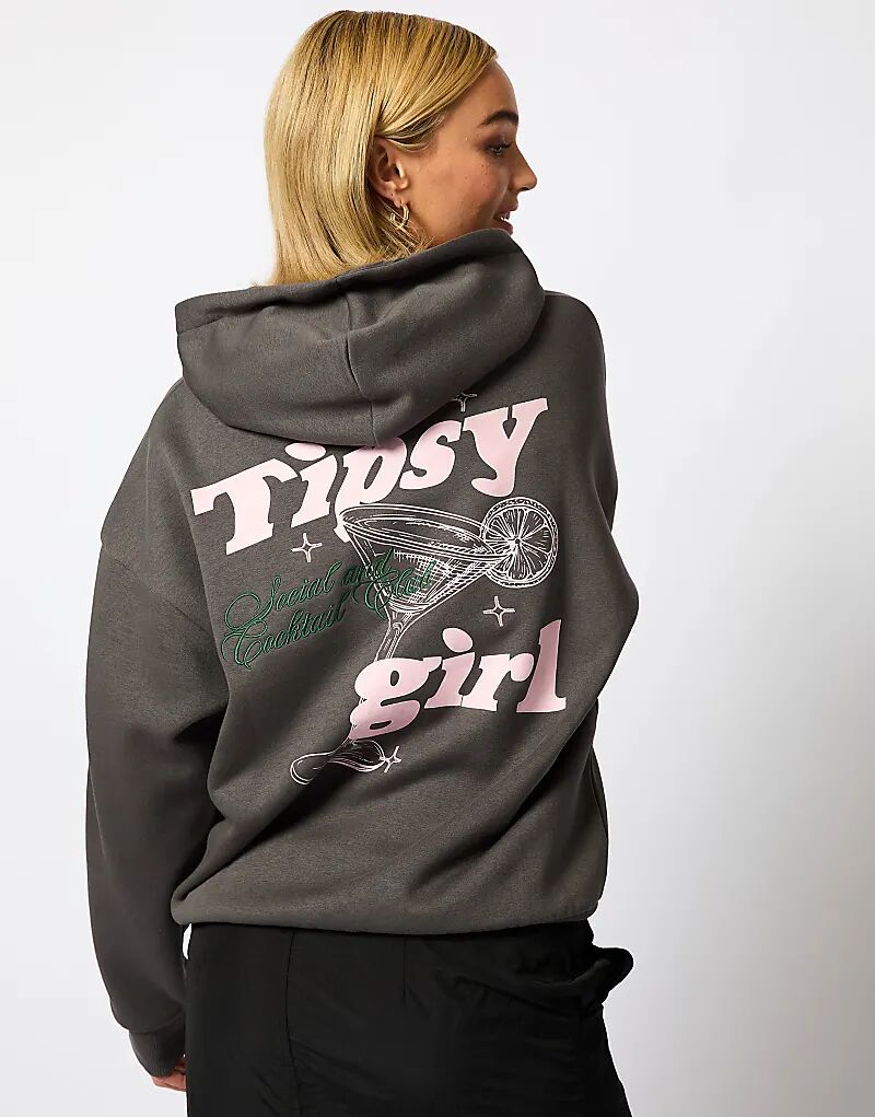 

Толстовка с капюшоном Londn Tipsy Girl цвета древесного угля Skinnydip