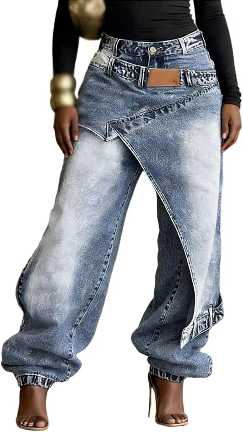 Джинсы High-Waisted Wide Leg, Синий