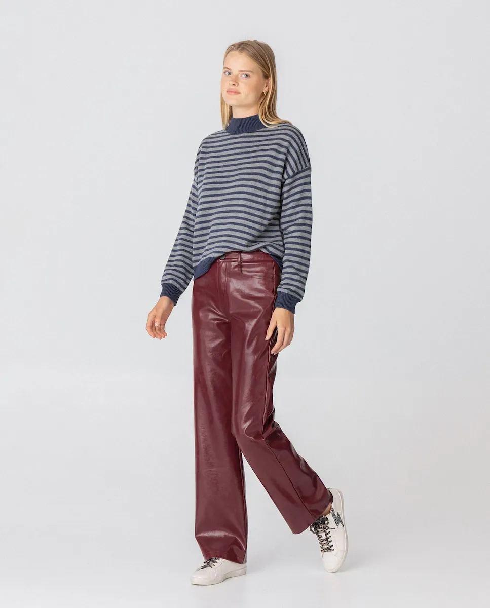 

Женские брюки с эффектом кожи высокой посадки Noon, бордовый