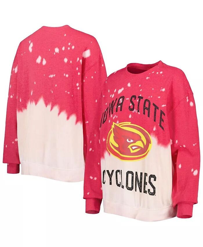 

Женский потертый пуловер с длинными рукавами и выцветшим узором Cardinal Iowa State Cyclones Twice As Nice Gameday Couture